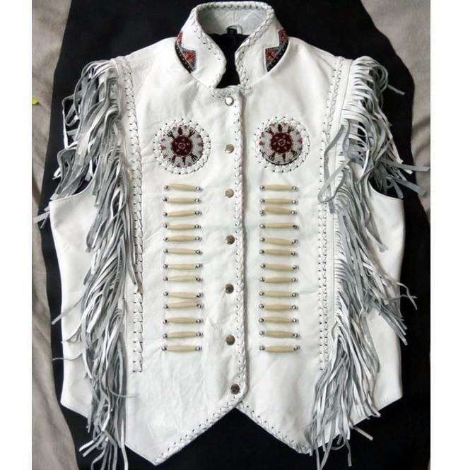 Men Western Leather Jacket ,White Cowboy Leather Jacket, Cowboy Jackets