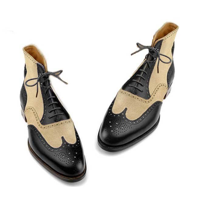 Wingtip Genuine Leather Boots,Men's Ankle Denim Boots