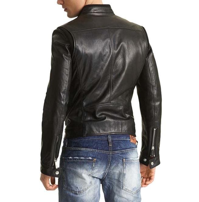 Mens Biker Leather Jacket, Slim Fit Leather Jacket Mens, Men Fashion Jacket - Image 2