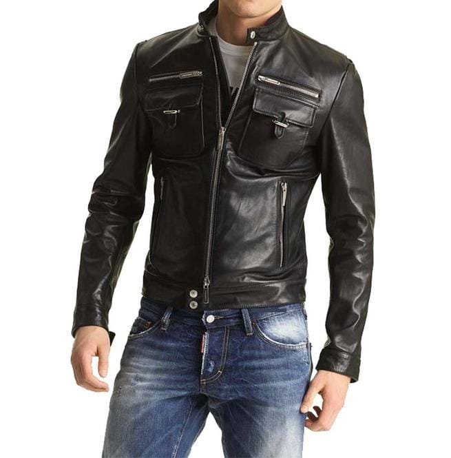 Mens Biker Leather Jacket, Slim Fit Leather Jacket Mens, Men Fashion Jacket