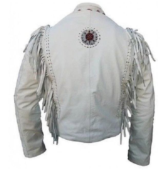 Men''s Cowboy Suede Leather Jacket Western Coat Fringes Beads Jacket - Image 2