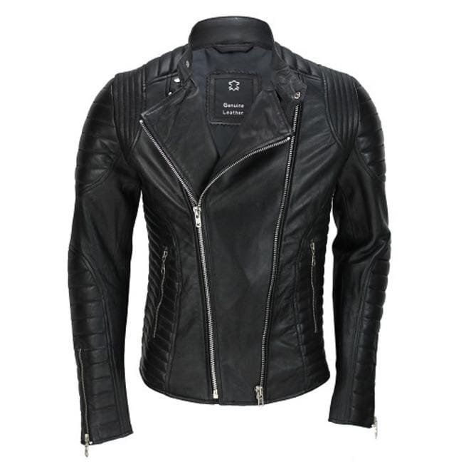 Mens Genuine Real Lambskin Leather Biker Jacket, New Motorcycle Jacket
