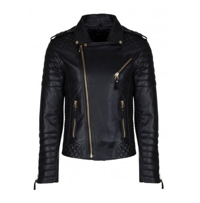 Mens Genuine Real Lambskin Leather Motorcycle Jacket, Men Biker Jacket