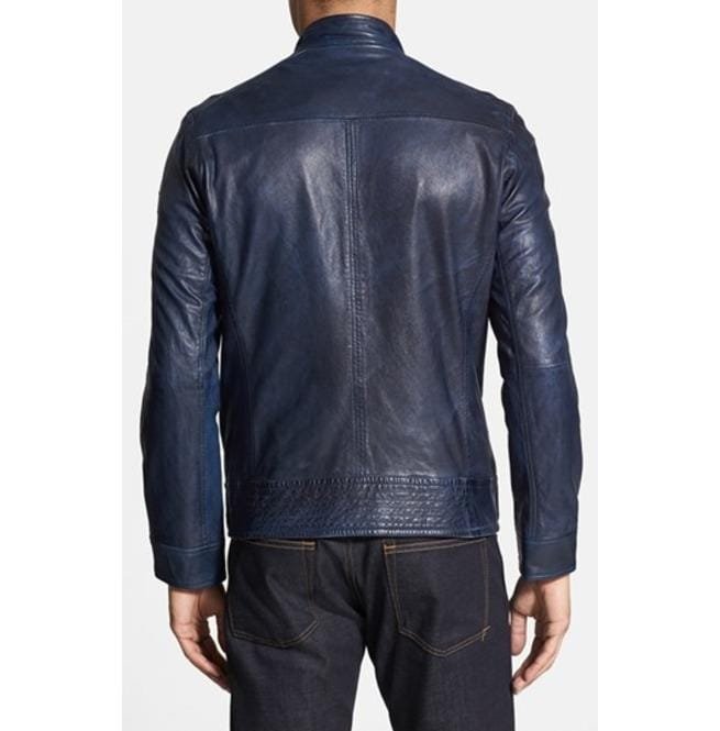 Men's Leather Jacket,Blue Color Jacket, Biker Leather Jacket For - Image 3