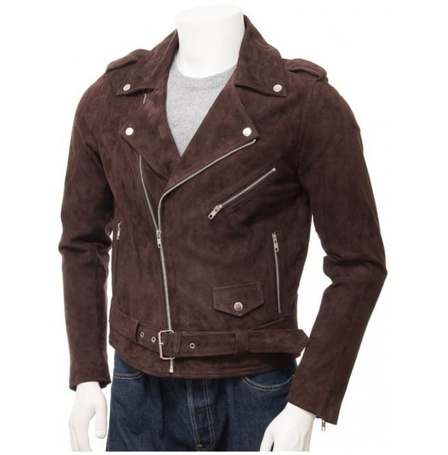 Men's New Brown Suede Biker Motorcycle Jacket, Handmade Fashion Mens Jacket