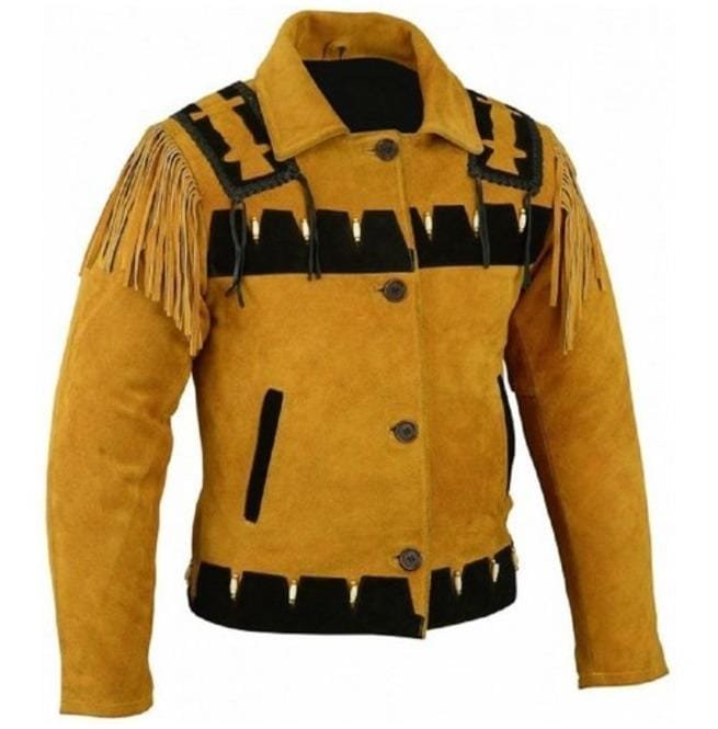 Mens Suede Leather Jacket Cowboy, Men Suede Leather Jacket, Fringes Jacket