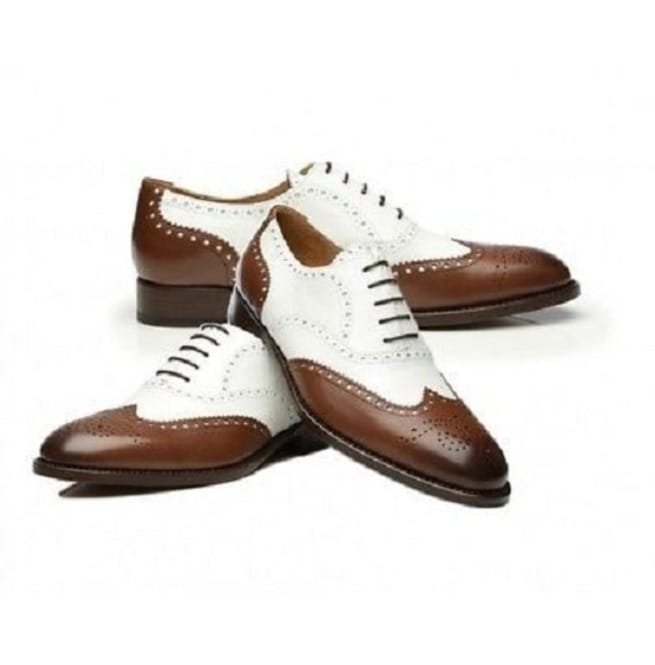 New Handmade Men Two Tone Formal Shoes Spectator Wing Tip Brogue Shoes