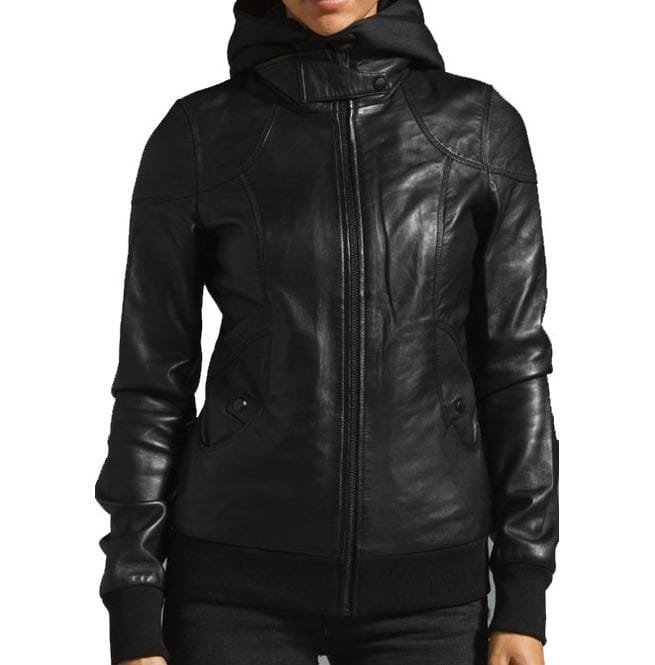New Handmade Women Hooded Leather Jacket, Leather Jackets, Fashion - Image 4