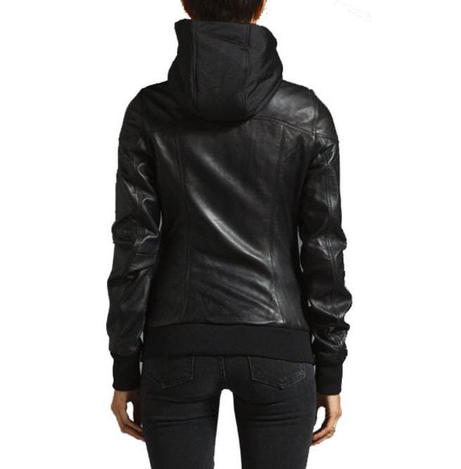 New Handmade Women Hooded Leather Jacket, Leather Jackets, Fashion - Image 3