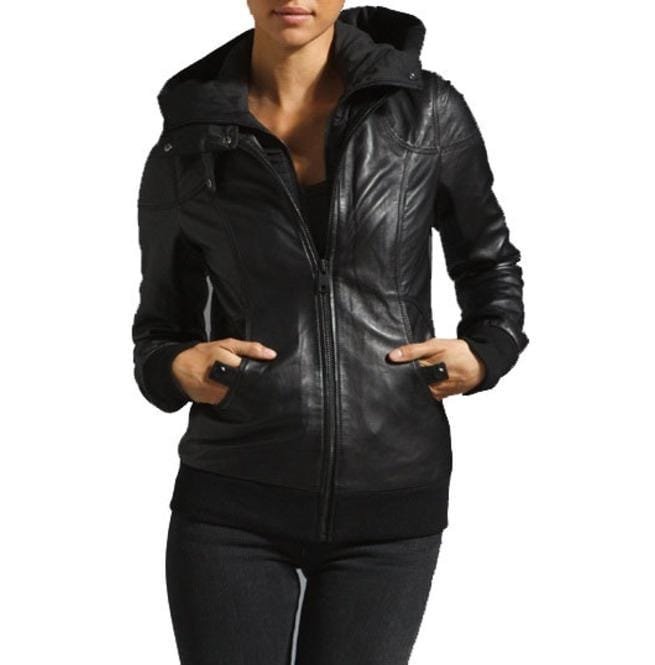 New Handmade Women Hooded Leather Jacket, Leather Jackets, Fashion - Image 2