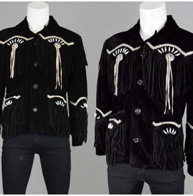 New Men Cowboy Style Suede Leather Jacket ,Cowboy Suede Jacket With Fringes