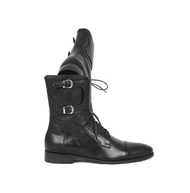 New Men,S Handmade 's High Office Dress Formal Double Monk Leather Boots - Image 2