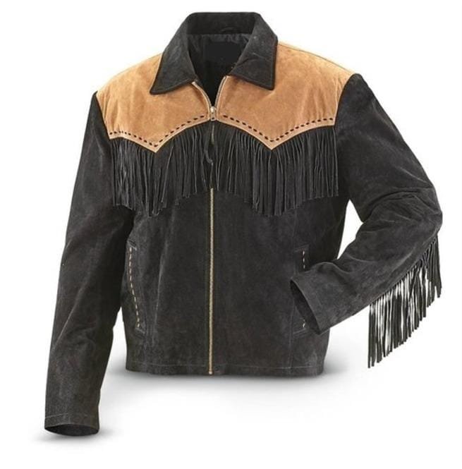 Suede Leather Jacket Western Wear,Black Cowboy Suede Leather, Cowboy Jacket