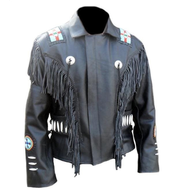 Western Cowboy Cowhide Leather Jacket ,Cowboy Genuine Jacket With Fringes