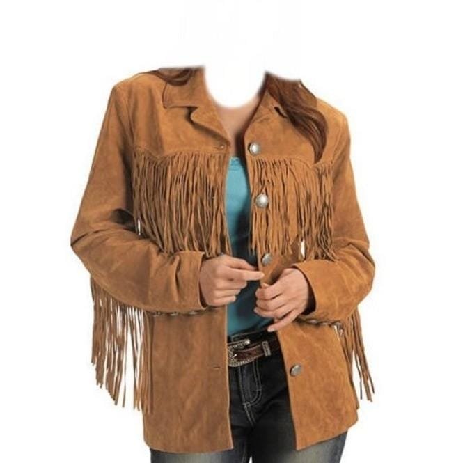 Western Cowboy Suede Leather Jacket, Fringes Jacket For women, Cowboy Jacket