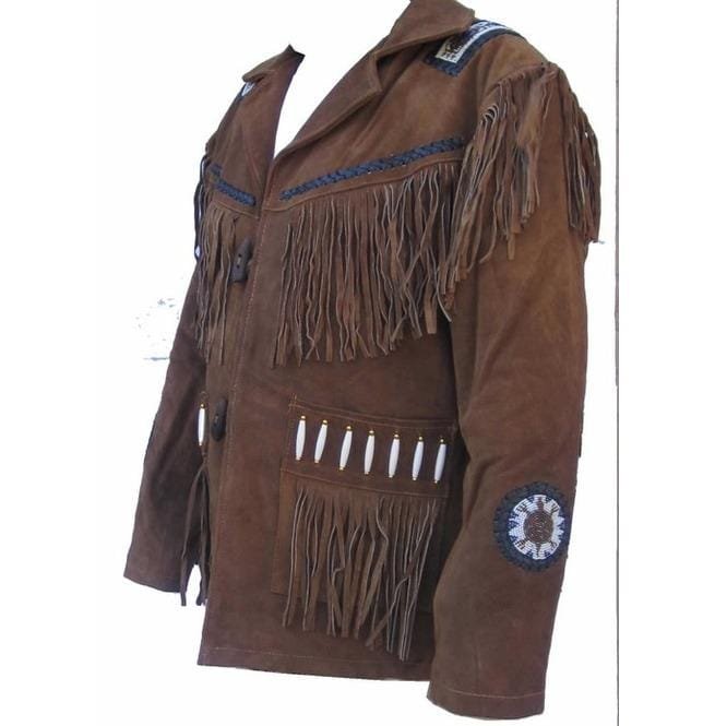 Western Leather Jacket Wear Fringes, Men Cowboy Suede Leather Jacket
