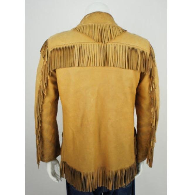 Western Style Men Cowboy Suede Jacket, Suede Leather Jacket With Fringes - Image 2