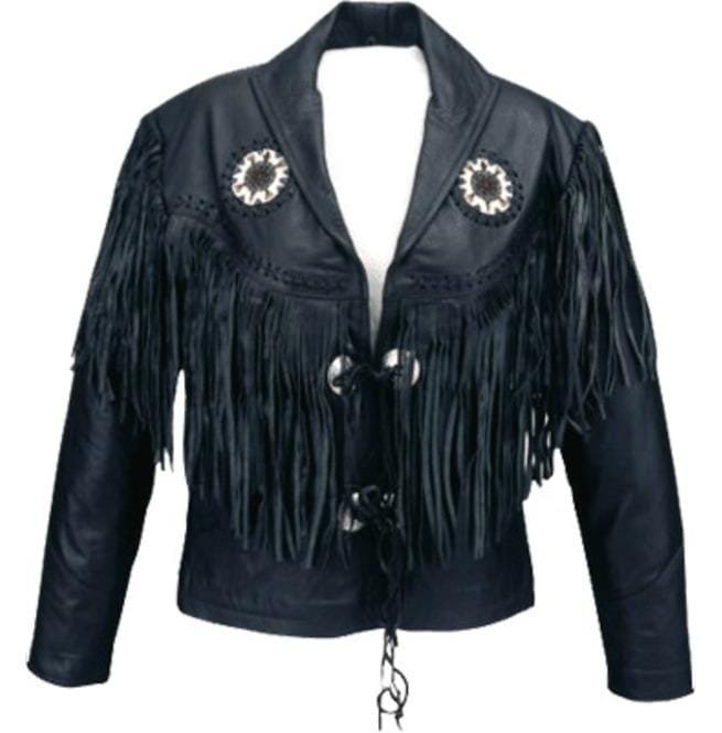 Western Style Men Cowboy Leather Jacket, Leather Jacket With Fringes